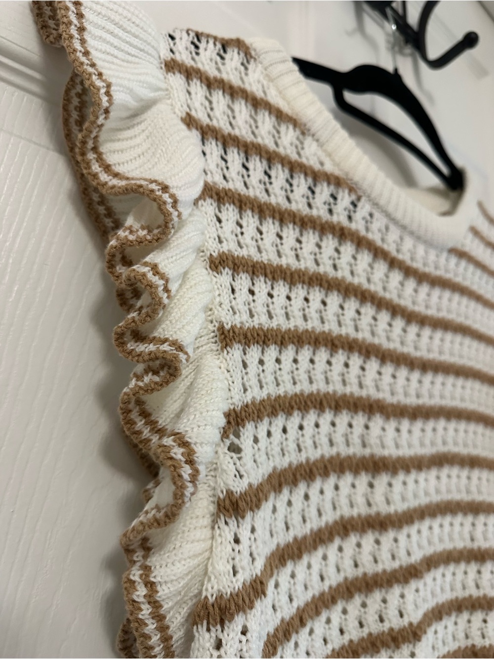 STRIPED KNIT FLUTTER TRIM TANK - Picture 5 of 6